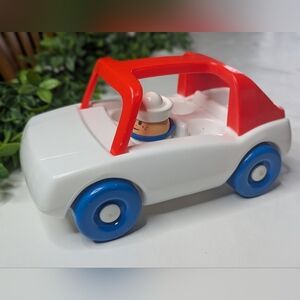 Vintage Little Tikes Chunky Car Toddler Tots Family Red White Sedan Carry Handle